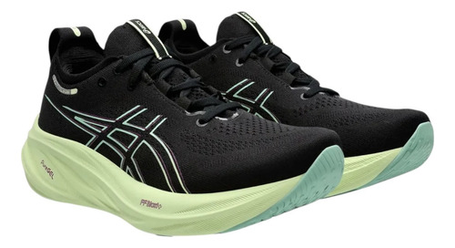 Tenis Asics Mujer Dama Gel Nimbus 26 Cool Matcha Negro Running