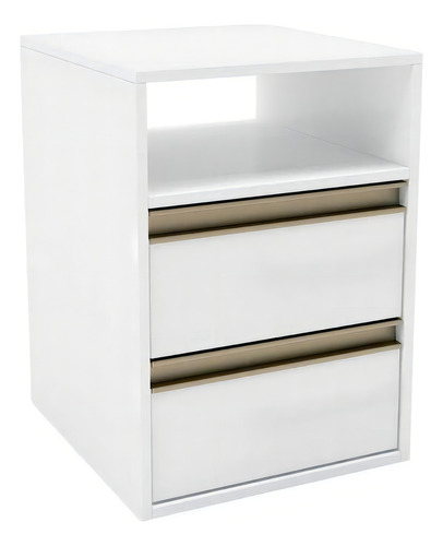Mesa De Cabeceira Pux Calha 2 Gavetas Branco - Belmax Acabamento Pintura uv