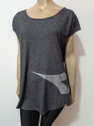 Diadora Remera Deportiva Impecable Gris Oscuro Talle L 