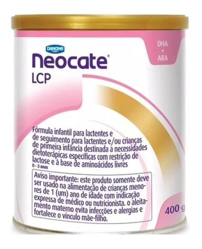 Fórmula  Danone Neocate LCP sabor neutro   KIT 04 unidades de 400g