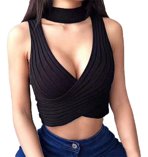 Crop Top Sexy Ombligera Cuzada Sensual Mujer Elegante