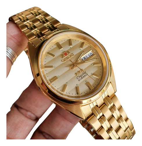 Relógio Orient Automático Clássico Fab00002c9 Automático Cor da correia Dourado Cor do bisel Dourado Cor do fundo Dourado