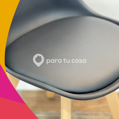Imagen 2 de 10 de Set X 2 Sillas Eames Tulip De Comedor Almohadón Patas Madera