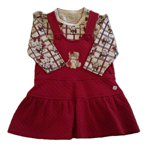 Conjunto Infantil Menina Salopete E Body Manga Longa 