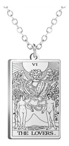 Collar En Acero Con Dije Carta Del Tarot Los Enamorados 