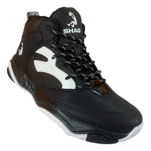 Tenis Negros Blancos Shaq Bota Spin Move Basquetbol