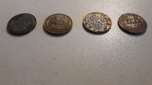 Lote De 4 Moedas 1 Cent De Dólar De Aço 1943 P/ Colecionador (Usado)