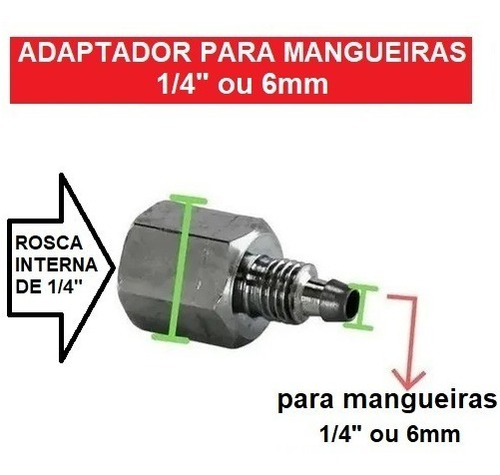 Adaptador Para Mangueiras 1/4 (6mm) X Rosca Interna 1/4