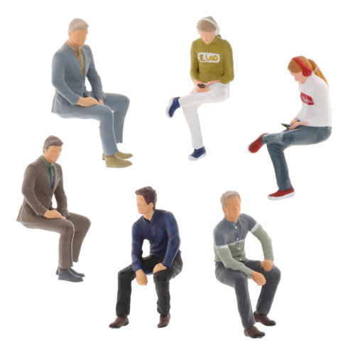 1:64 Escala Modelo Personagens Posição Sentada Branco
