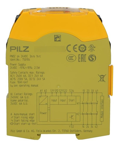 Rele Pilz Pnoz S4 3 N/o 1 N/c N°750104
