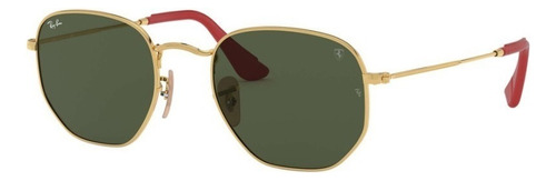 Ray-Ban Round Scuderia Ferrari Collection RB3548NM - Green - Cristal - Clásica - Polished gold - Metal - Polished gold/Red - Metal/Cuero - Medium