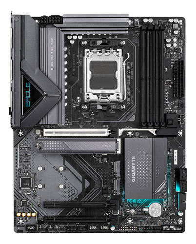 Placa-mãe Gigabyte X870 Eagle Wifi7 Box Atx Am5 Venex cinza escuro