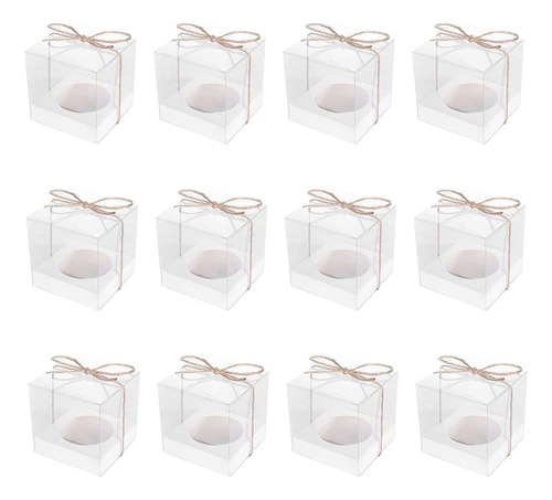 Caja De Pastel Transparente De Pvc Para Cupcakes Con Cuerda