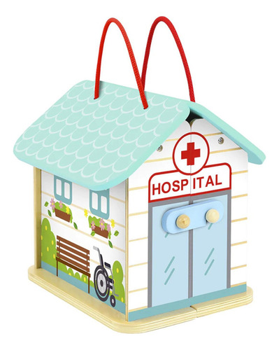 Juego Infantil Set De Hospital Plegable C/ Figuras En Madera