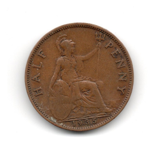 Inglaterra Gran Bretaña Moneda 1/2 Penny Año 1935 Km#837