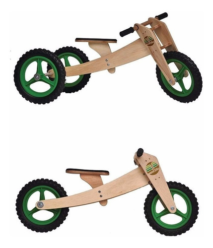 Imagem 1 de 6 de Kit Bicicleta / Triciclo 1 A 5 Anos Woodbike 3 Em 1 Inmetro