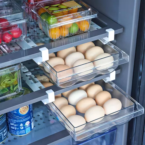 Moretoes Organizador de huevos para nevera, organizador de cajones de  huevos, bandejas para refrigerador, contenedor de huevos, paquete de 2