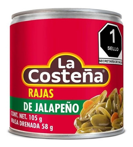 Chiles Jalapeños En Rajas La Costeña En Escabeche 105 Gr