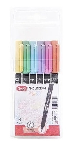  Microfibras Pasteles Trabi Fine Liner 0.4 Mm X 6 Colores