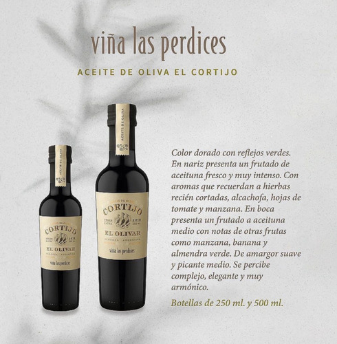 Aceite De Oliva Cortijo Viña Las Perdices 500ml