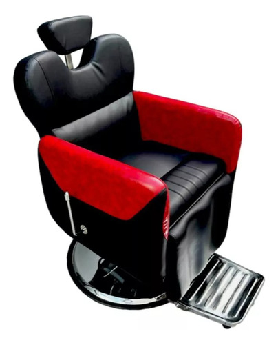 Sillón Barbero Milán C/base Hidráulico Negro Y Rojo