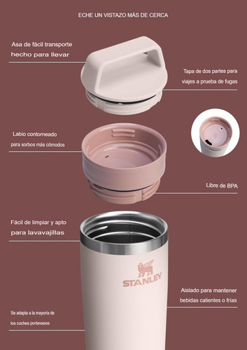 Vaso Térmico Stanley Café To-go Travel Mug 354 Ml. Blanco Lisa