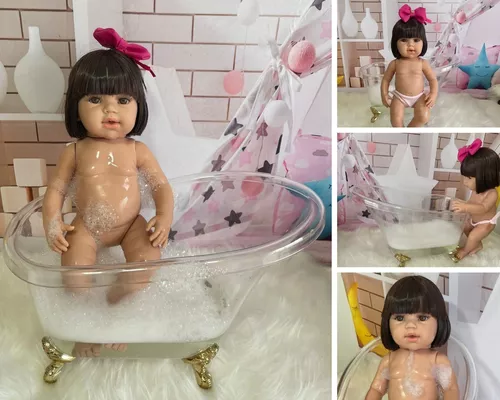 Bebê Reborn Boneca Menina Realista Pode Dar Banho E Itens