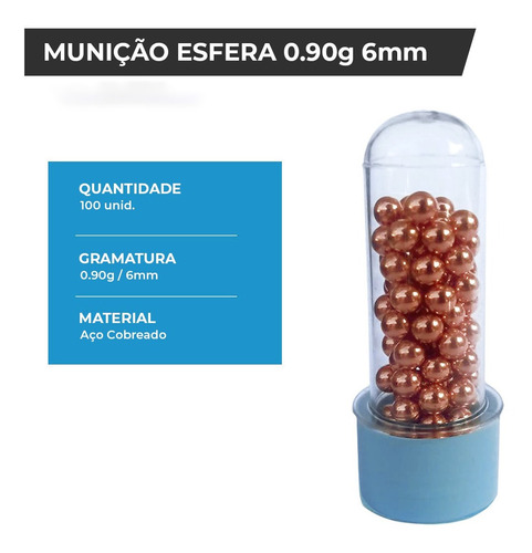 Esfera De Aço 6mm Cobreada Airsoft Bbs Estilingue - 100 Unid