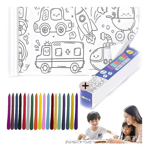 3metro Niño Acuarela Rollo Pape Colorear Dibuja Y Crayon Set