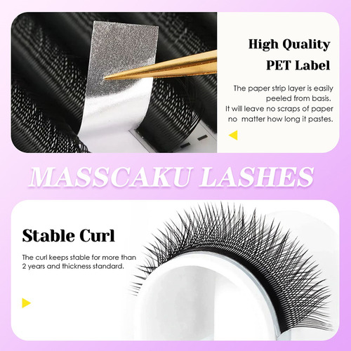 Extensiones De Pestañas Masscaku En Forma De U Yy 8-15 Mm Mi