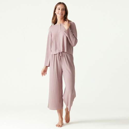 Pijama De Mujer Rib Burdeo