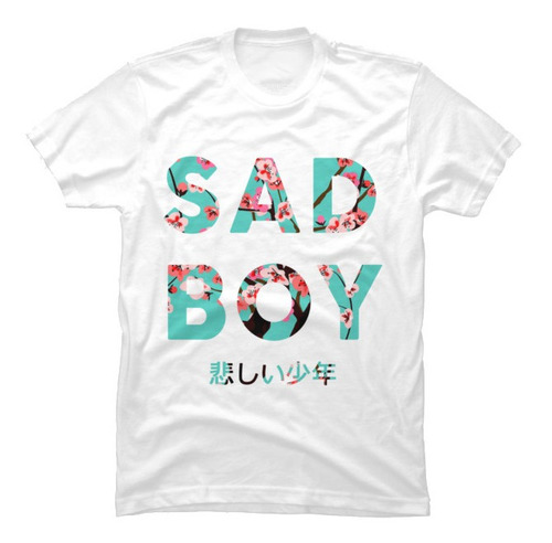 Playera Comoda Algodon Letras Flores Sad Boys Japones 