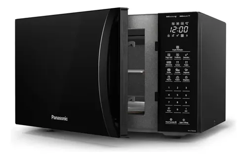 Microondas Panasonic Nn-st66nbru Black Glass 34L Dupla Refeição
