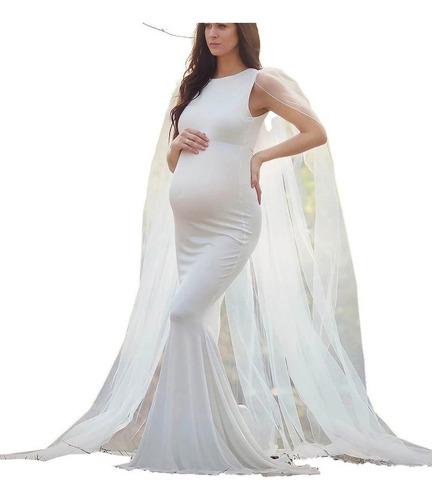 Vestidos Blanco De Poncho Elegantes Largos Noche Embarazadas