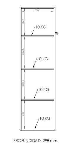 Imagen 5 de 10 de Despensero Mueble Alacena Despensa Alto 1 Puerta 4 Estantes