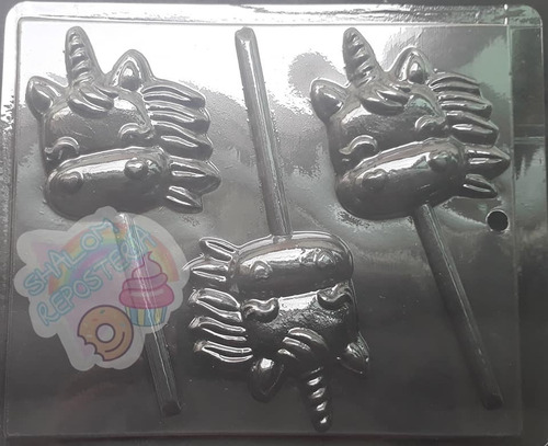 Imagen 1 de 4 de * Molde Paletas De Chocolate 3 Caras Unicornio Frente Yeso
