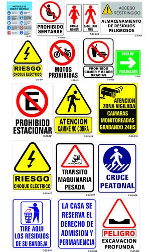 Combo Carteles Señalización Interior Personalizados C-02-132 Azul