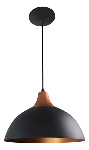 Pendente Panamá 30cm Preto C/cobre Mesa De Sinuca Alumínio