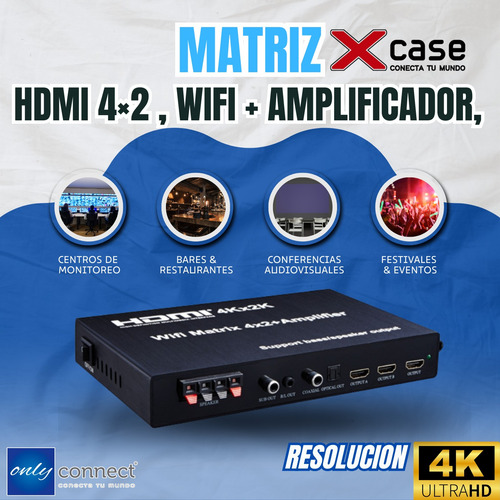 Matriz Xcase Hdmi 4x2 Wifi + Amplificador