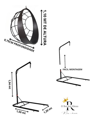 Balanço Corda Náutica+suporte De Chão Super Luxo