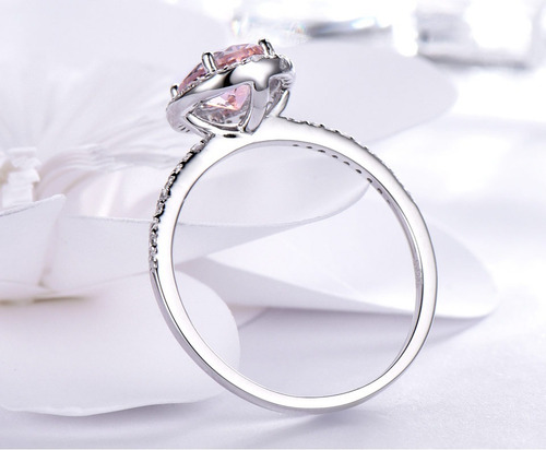 Aro Anillo De Compromiso Plata 925 Gema De Morganita Sp1mo1s