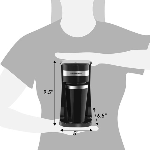 Cafetera Elite Gourmet 400ml 600w Negro, + Taza Térmica Negro