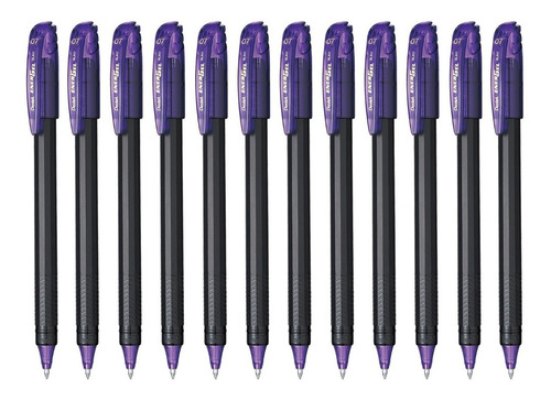 Bolígrafos Pentel Energel Stick Bl417 0.7 Mm Caja 12 Piezas Color De La Tinta Violeta Color Del Exterior Negro