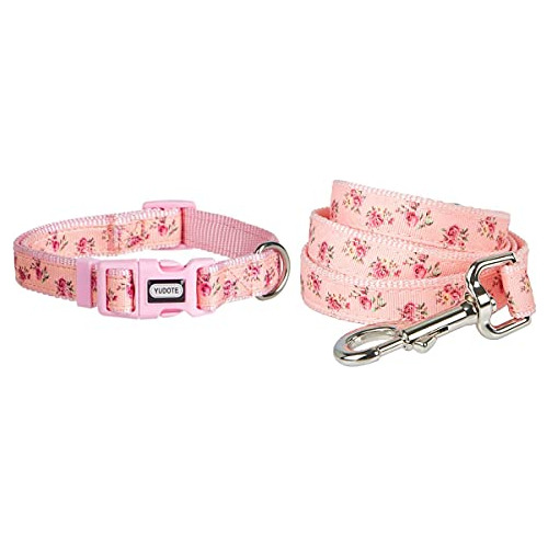 Conjunto De Collar Y Correa Floral Yudote Para Perros, Talla