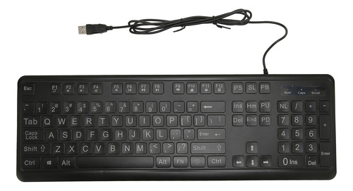 Teclado Iluminado Impressão Grande Letras Grandes Em Negrito