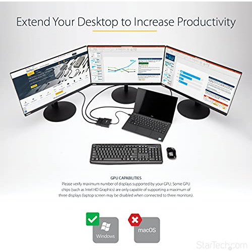 Startech.com Adaptador Multimonitor De 3 Puertos - Displaypo