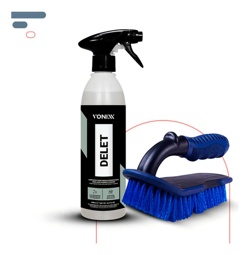 Kit Limpeza Automotiva Delet Pneus + Escova