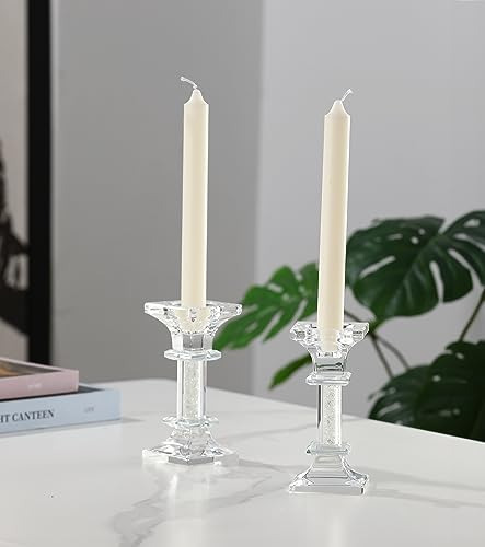Juego 2 Portavelas Cristal Pequeños Vela Cónica 13.46cm Tran