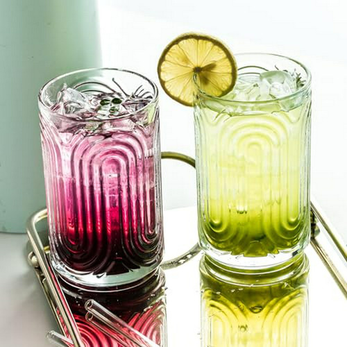 Juego De 6 Vasos Vintage Insetlan - 14 Oz, Estilo Art Deco,