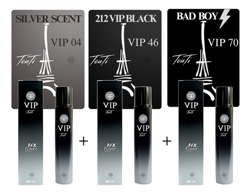 3 Perfumes Touti | Vip 04 + Vip 46 + Vip 70 | Alta Fixacao | Fragrancia